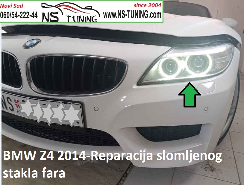 bmw z4 2014 2015 2016 2017 mokar far slomljeno staklo reparacija servis farova novi sad ns tuning
